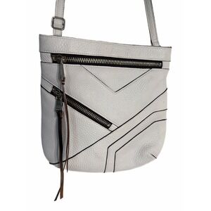 Christopher Kon White Pebbled Leather Crossbody Bag Purse